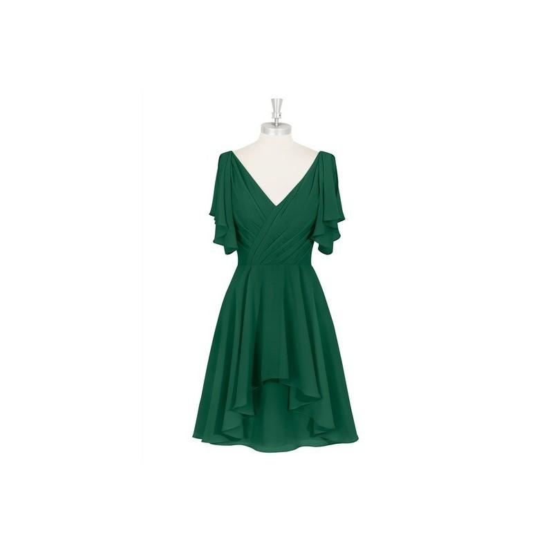 زفاف - Dark_green Azazie Ayana - Chiffon V Back V Neck Knee Length Dress - Simple Bridesmaid Dresses & Easy Wedding Dresses