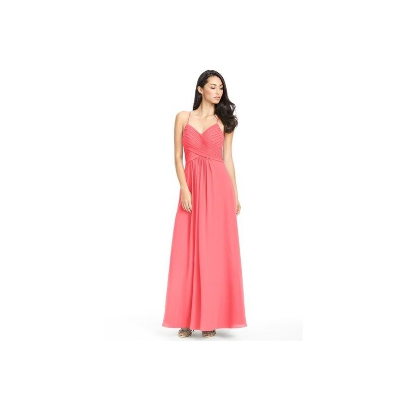 زفاف - Watermelon Azazie Haleigh - Keyhole Floor Length V Neck Chiffon Dress - Simple Bridesmaid Dresses & Easy Wedding Dresses