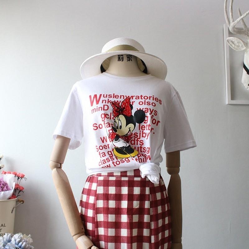 Hochzeit - School Style Sweet Short Sleeves Cotton Rhinestones Alphabet Summer T-shirt - Lafannie Fashion Shop