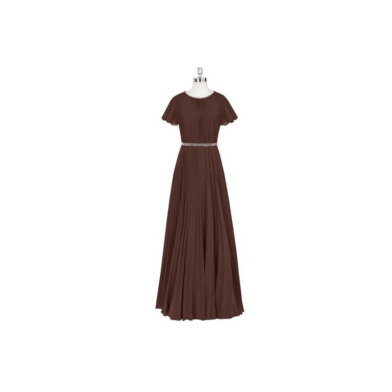 Mariage - Chocolate Azazie Kara - Floor Length Back Zip Scoop Chiffon Dress - Simple Bridesmaid Dresses & Easy Wedding Dresses