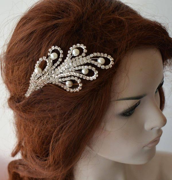 Wedding - Hair Combs for Wedding, Pearl Bridal Comb, Leaf Wedding Comb, Rhinestone Hair Comb, Decorative Combs - $39.00 USD