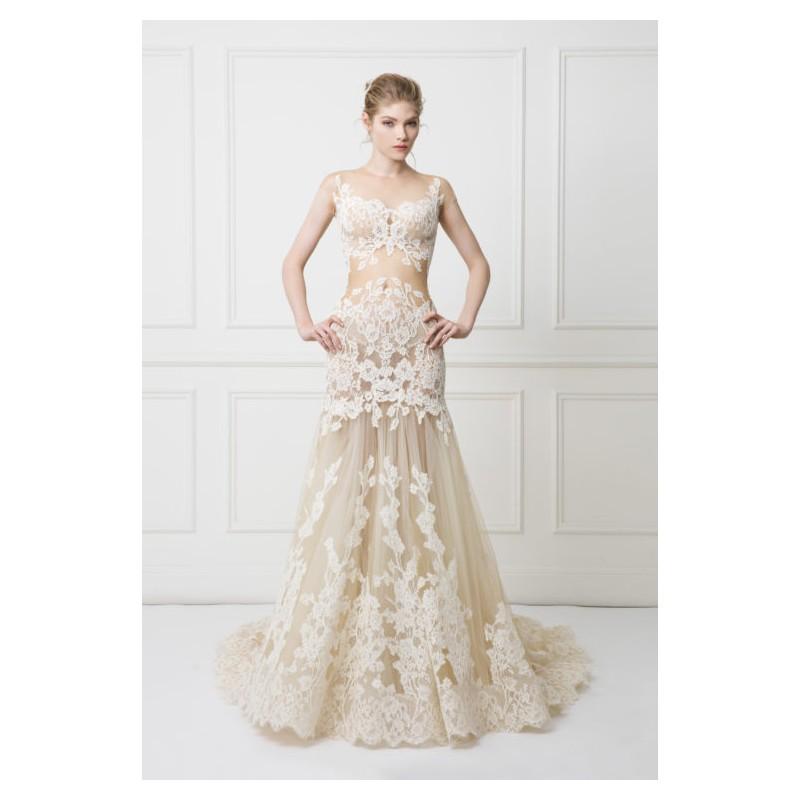 زفاف - Maison Yeya 2017 Illusion Appliques Cathedral Train Champagne Sweet Lace Mermaid Cap Sleeves Dress For Bride - Stunning Cheap Wedding Dresses