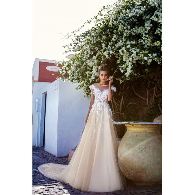 زفاف - Eva Lendel 2017 Holly Royal Train Tulle Hand-made Flowers Champagne Sweet Cap Sleeves Aline Bateau Wedding Dress - Stunning Cheap Wedding Dresses