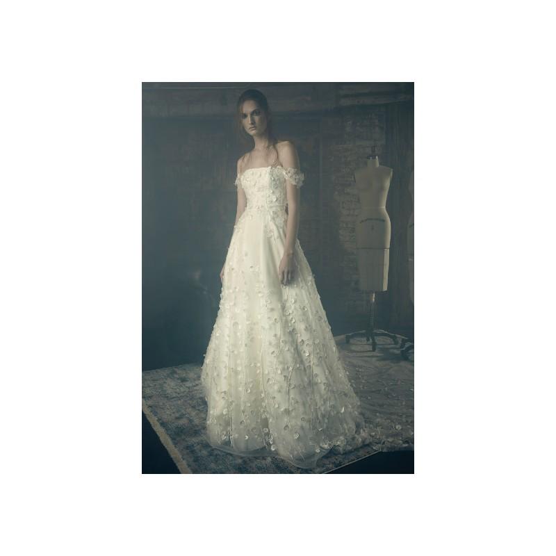 Mariage - Sareh Nouri Fall/Winter 2018 Emily Cathedral Train Ivory Sweet Off-the-shoulder Aline Tulle Embroidery Bridal Dress - Color Your Classy Wardrobe