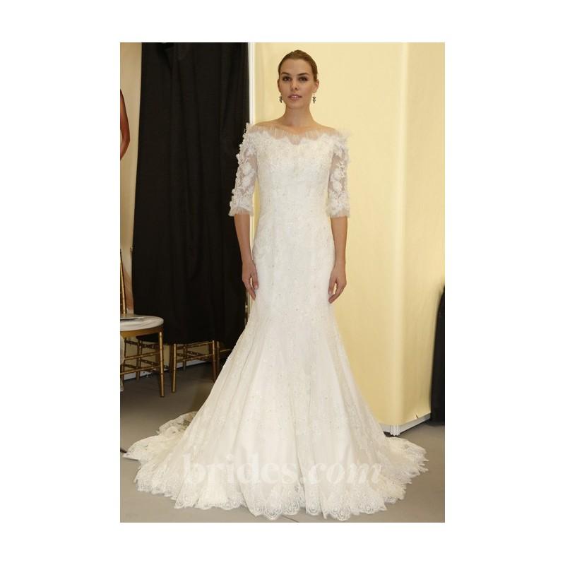 زفاف - Rina Di Montella - Spring 2013 - Style 608 Lace Mermaid Wedding Dress with Three-Quarter Sleeves - Stunning Cheap Wedding Dresses