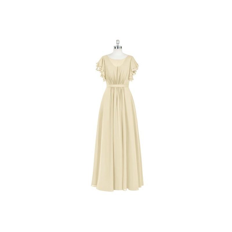 Свадьба - Champagne Azazie Daphne - Chiffon Back Zip Floor Length Scoop Dress - Simple Bridesmaid Dresses & Easy Wedding Dresses