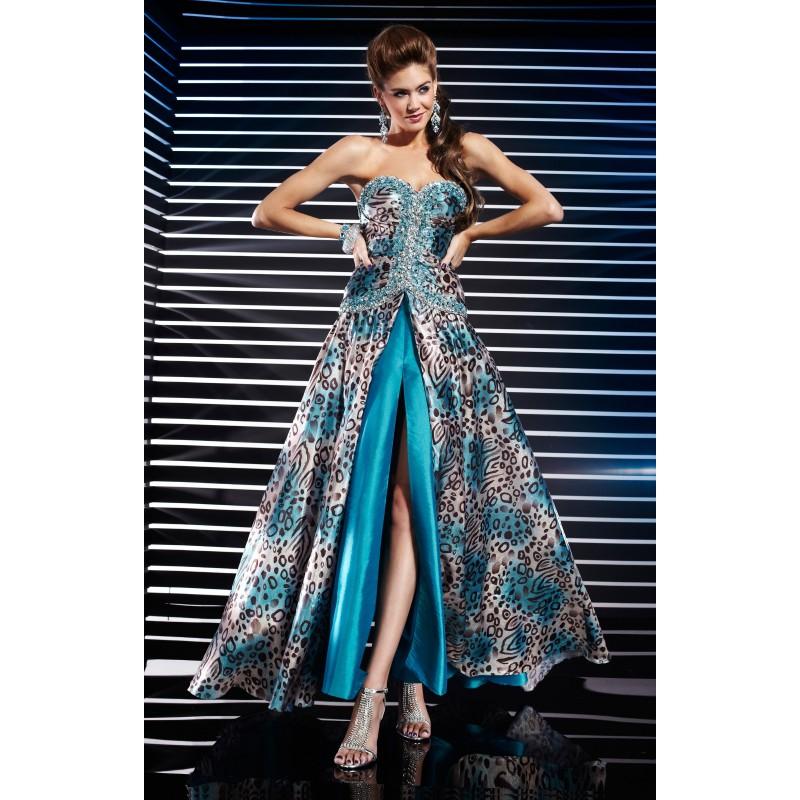 Hochzeit - Turquoise/Multi Studio 17 12289 - Crystals High Slit Dress - Customize Your Prom Dress