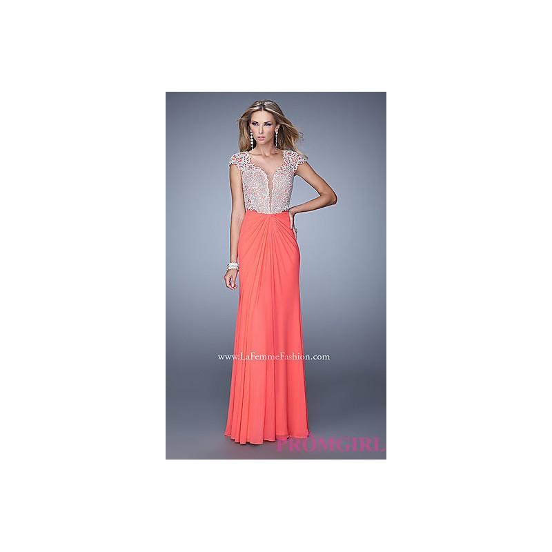 زفاف - LF-21294 - Cap Sleeve Floor Length Gown - Bonny Evening Dresses Online 