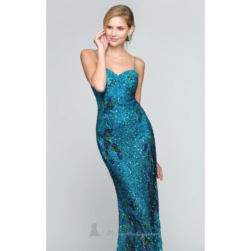 زفاف - Turquoise Strapless Sequined Gown by Scala Couture - Color Your Classy Wardrobe