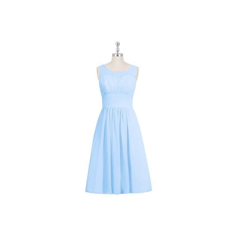 Mariage - Sky_blue Azazie Skyla - Knee Length Scoop Illusion Chiffon Dress - Simple Bridesmaid Dresses & Easy Wedding Dresses