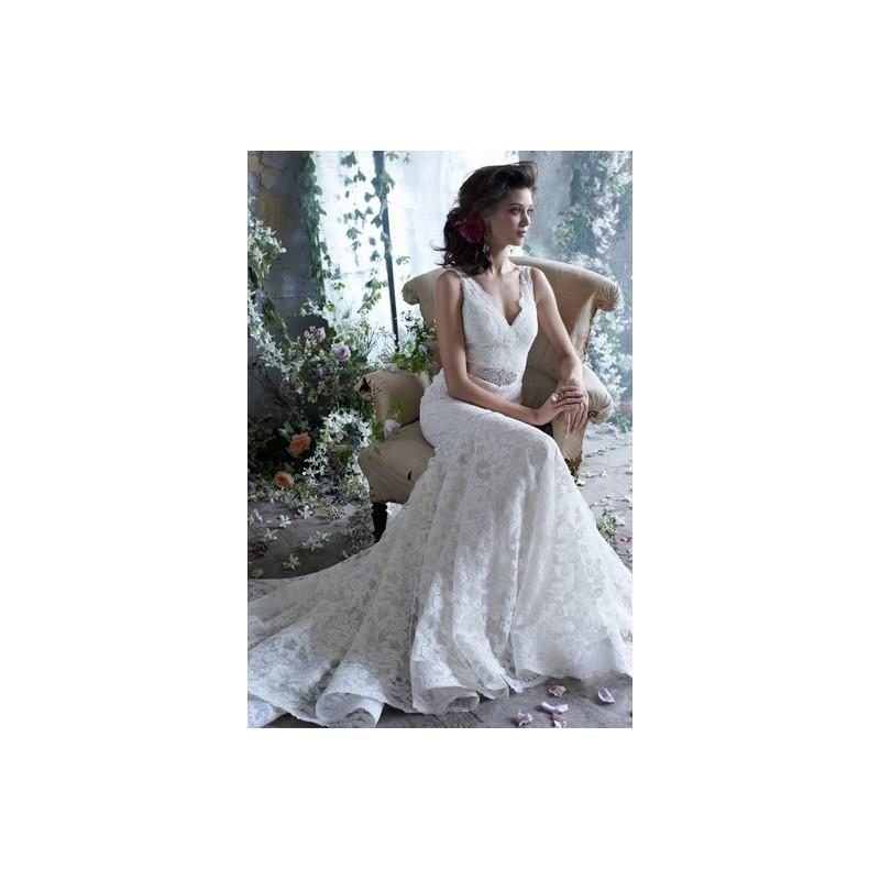Mariage - Tara Keely by Lazaro 2304 - Full Length V-Neck Spring 2013 Fit and Flare Ivory Tara Keely - Rolierosie One Wedding Store