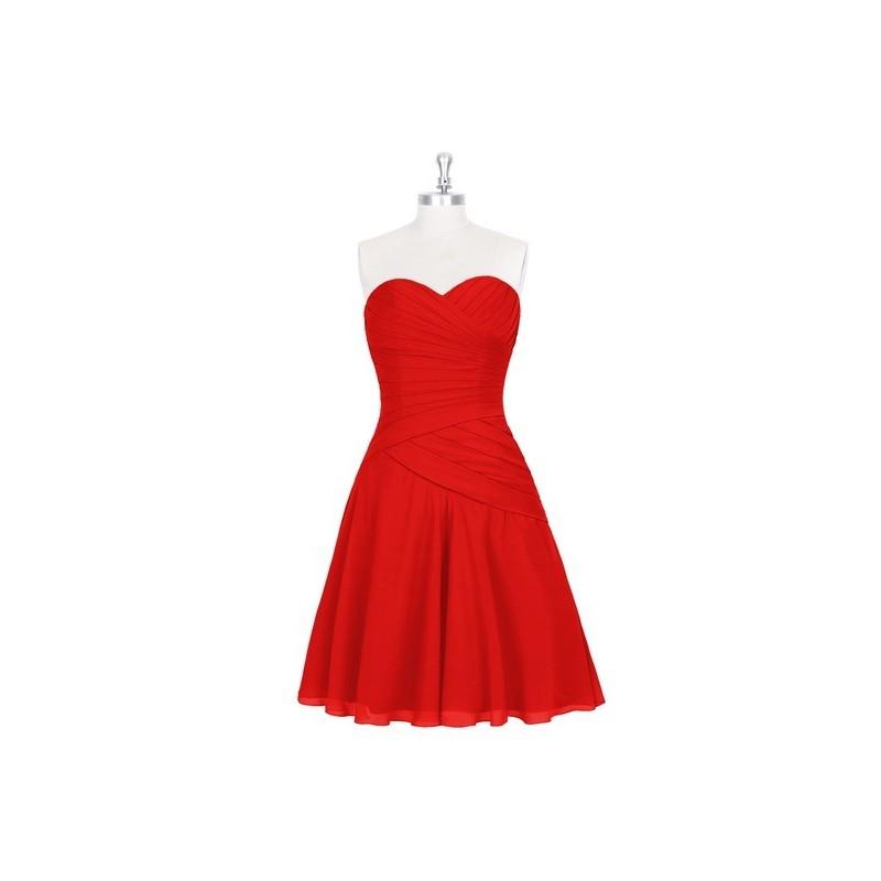 زفاف - Red Azazie Sofia - Chiffon Back Zip Sweetheart Knee Length Dress - Charming Bridesmaids Store