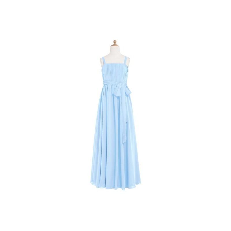 Hochzeit - Sky_blue Azazie Ellie JBD - Floor Length Chiffon Straight Back Zip Dress - Charming Bridesmaids Store