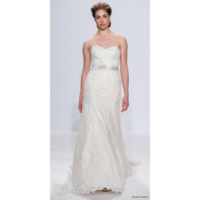 Wedding - Randy Fenoli Spring/Summer 2018 Appliques Ivory Tulle Sweep Train Sweet Aline Strapless Sleeveless Dress For Bride - Customize Your Prom Dress