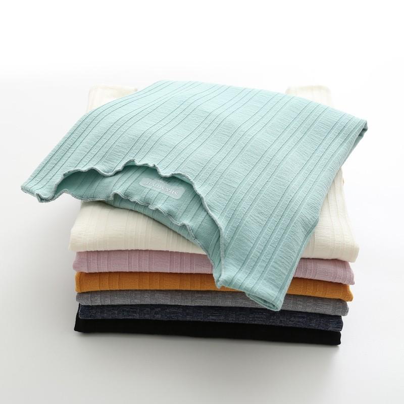 زفاف - Must-have Fresh Agaric Fold Long Sleeves Cotton Stripped Candy Color T-shirt Essential - Lafannie Fashion Shop