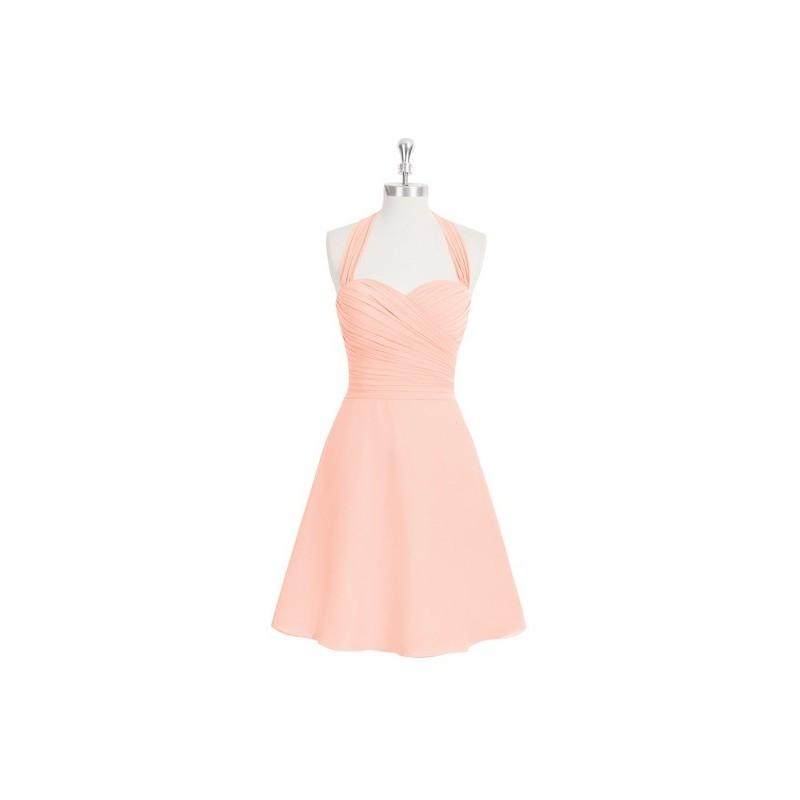 Mariage - Coral Azazie Kinley - Chiffon Halter Knee Length Bow/Tie Back Dress - Charming Bridesmaids Store