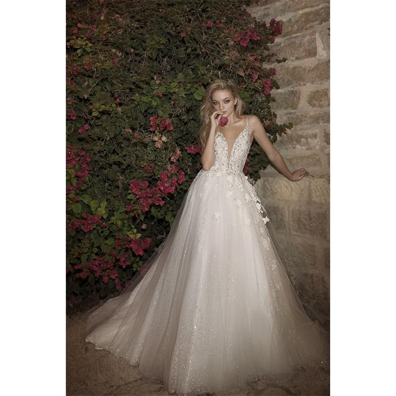 Mariage - Dany Mizrachi Spring/Summer 2018 DM04/18 S/S Spaghetti Straps Sleeveless Ball Gown Champagne Chapel Train Tulle Bridal Dress - Color Your Classy Wardrobe