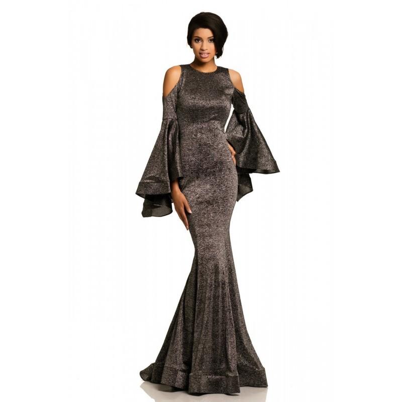Свадьба - Johnathan Kayne - 8111 Bell Sleeve Glitter Knit Gown - Designer Party Dress & Formal Gown
