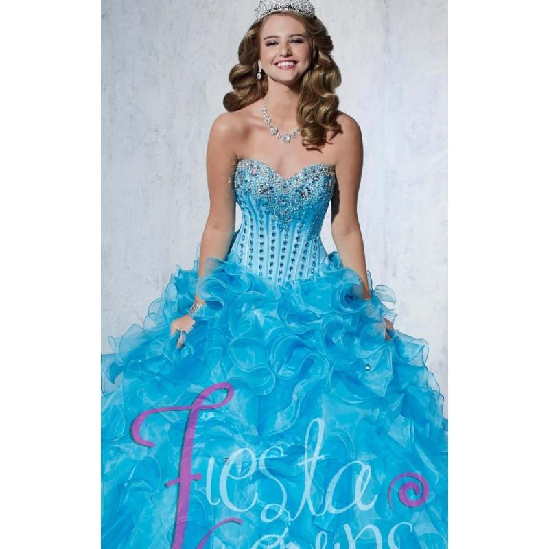 زفاف - Turquoise Embellished Strapless Sweetheart Gown by Fiesta Gown - Color Your Classy Wardrobe