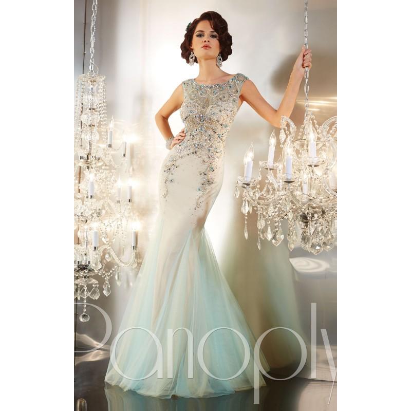 Hochzeit - Aqua Nude Panoply 14647 - Mermaid Chiffon Lace Sexy Sheer Dress - Customize Your Prom Dress