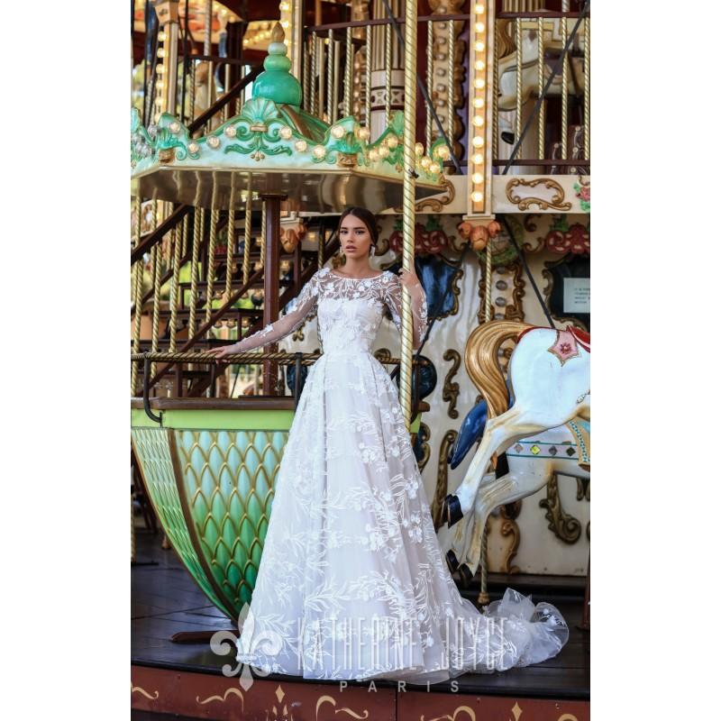 زفاف - Katherine Joyce 2018 14918 Ofelia Chapel Train Sweet Long Sleeves Aline Bateau Lace Hand-made Flowers Open V Back Bridal Dress - Stunning Cheap Wedding Dresses