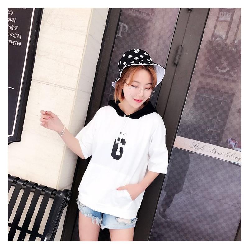 Mariage - Must-have Oversized Short Sleeves Cotton Number Alphabet Summer T-shirt Top Hat - Discount Fashion in beenono