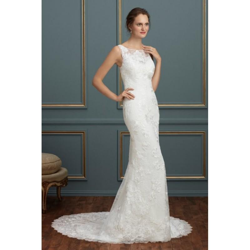 Hochzeit - Style C117 by Amaré Couture - LaceSilk Floor length Fit-n-flare Sleeveless Semi-Cathedral Bateau Dress - 2018 Unique Wedding Shop