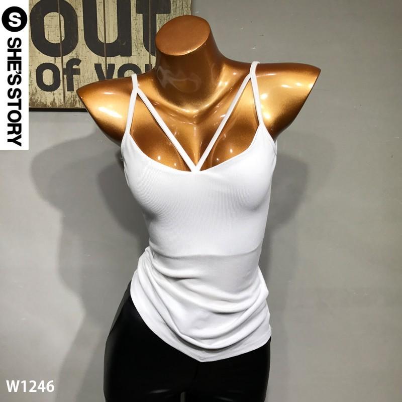 Mariage - Must-have Simple Low Cut Slimming Summer Sleeveless Top Strappy Top - Lafannie Fashion Shop