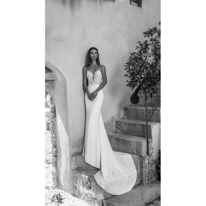 زفاف - Julie Vino 2018 54 Lace Embroidery Illusion Sweet Sleeveless Sheath Chapel Train Ivory Dress For Bride - 2018 Spring Trends Dresses