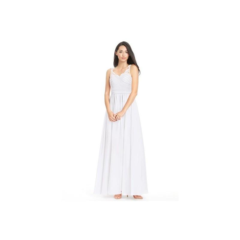 زفاف - White Azazie Danny - Chiffon And Lace Keyhole Floor Length Sweetheart Dress - Charming Bridesmaids Store