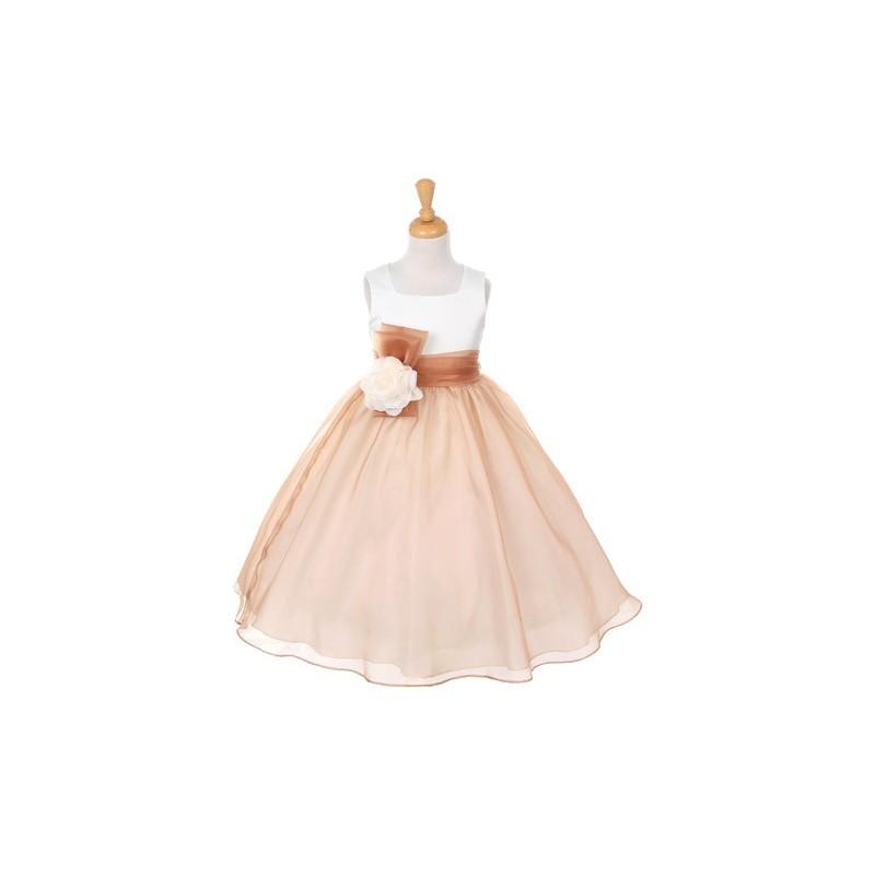 Mariage - Champagne Satin Bodice w/ Organza Skirt Dress Style: D2058 - Charming Wedding Party Dresses