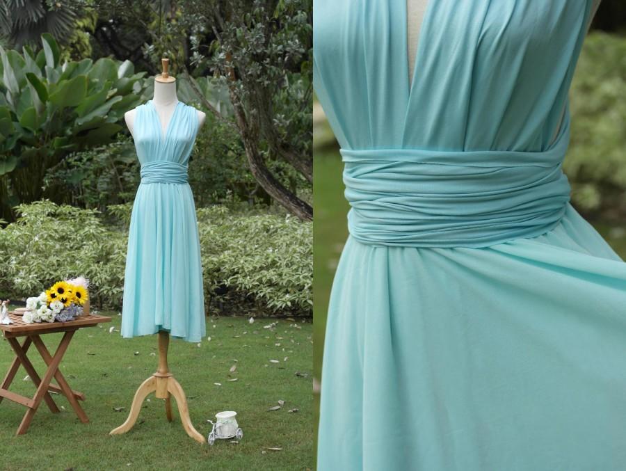 زفاف - Convertible Dress With Chiffon Overlay in Aquamarine
