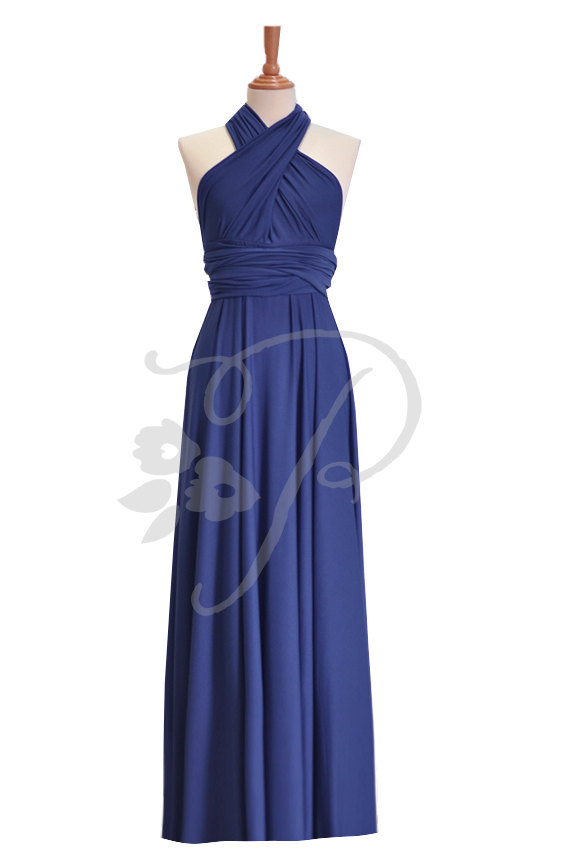 زفاف - Bridesmaid Dress Navy Blue Maxi Floor Length, Infinity Dress, Prom Dress, Multiway Dress, Convertible Dress, Maternity - 26 colors