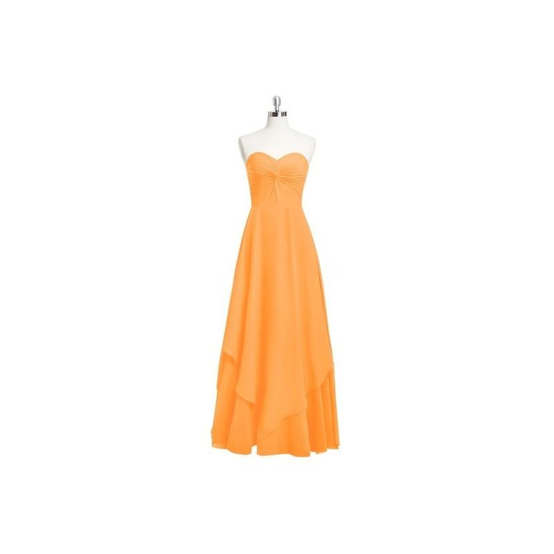 زفاف - Tangerine Azazie Ginette - Floor Length Back Zip Sweetheart Chiffon Dress - Charming Bridesmaids Store