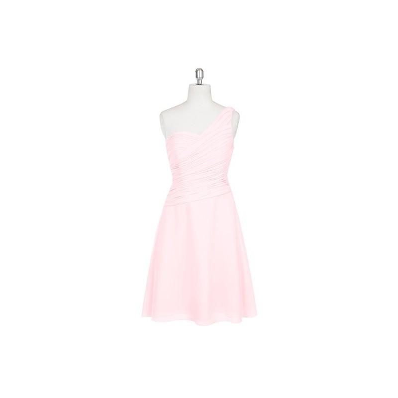 Свадьба - Blushing_pink Azazie Brynn - Chiffon Knee Length One Shoulder Back Zip Dress - Simple Bridesmaid Dresses & Easy Wedding Dresses