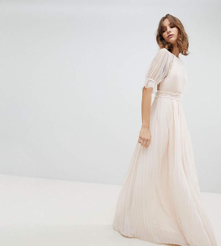 Mariage - TFNC WEDDING Pleated Maxi Dress With Spot Mesh Frill Detail