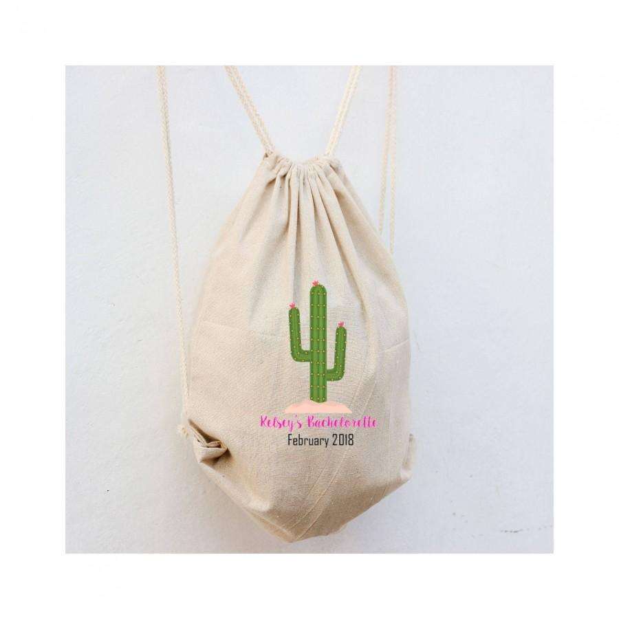 Wedding - Bachelorette Backpacks, Mexico Bachelorette, Drawstring Cinch Bags, Cactus Bridesmaid Gift, Backpack for guests, Beach Bags for Wedding