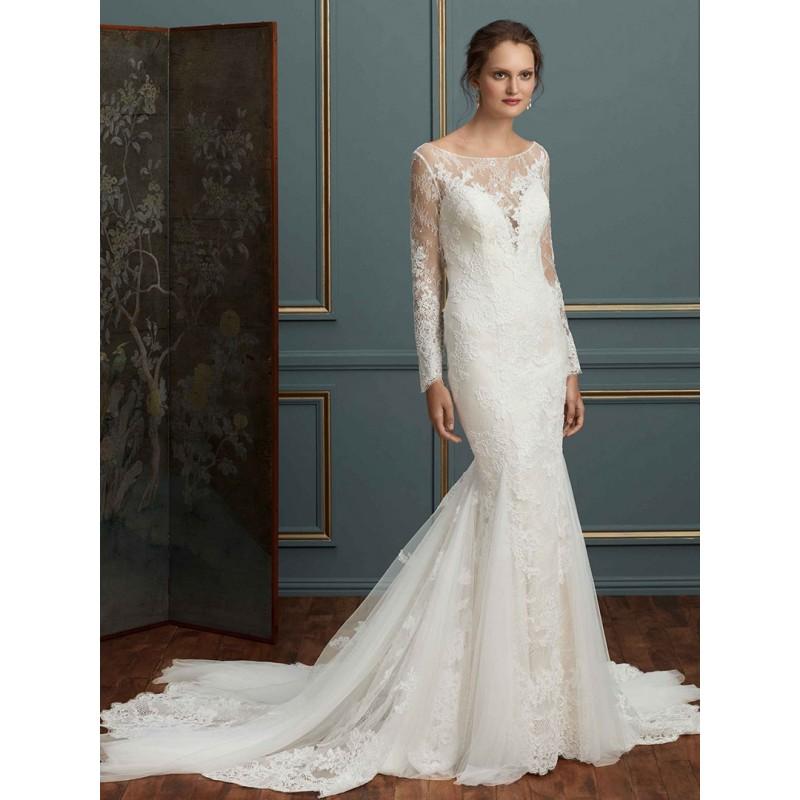 Wedding - Amaré Couture Spring/Summer 2017 Style C115 Elodie Illusion Long Sleeves Mermaid Chapel Train Ivory Lace Appliques Bridal Dress - Brand Wedding Store Online