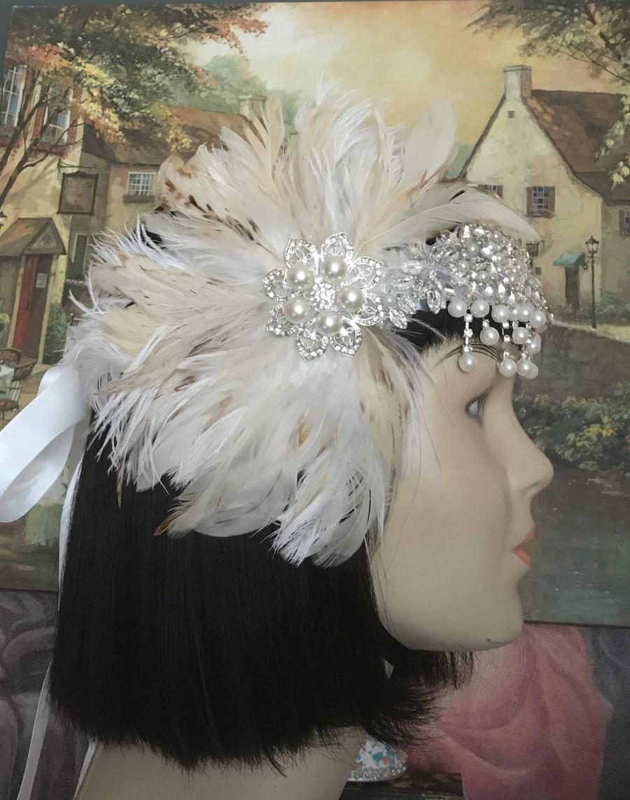 زفاف - Gatsby headpiece/1920s headpiece/Pearl headpiece/Flapper headpiece/Rhinestone headpiece/hair accessories/hair jewelry/Ama