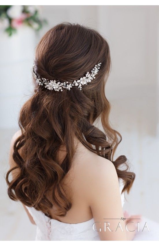 Mariage - DORCIA White Silver Wedding Bridal Flower Crown