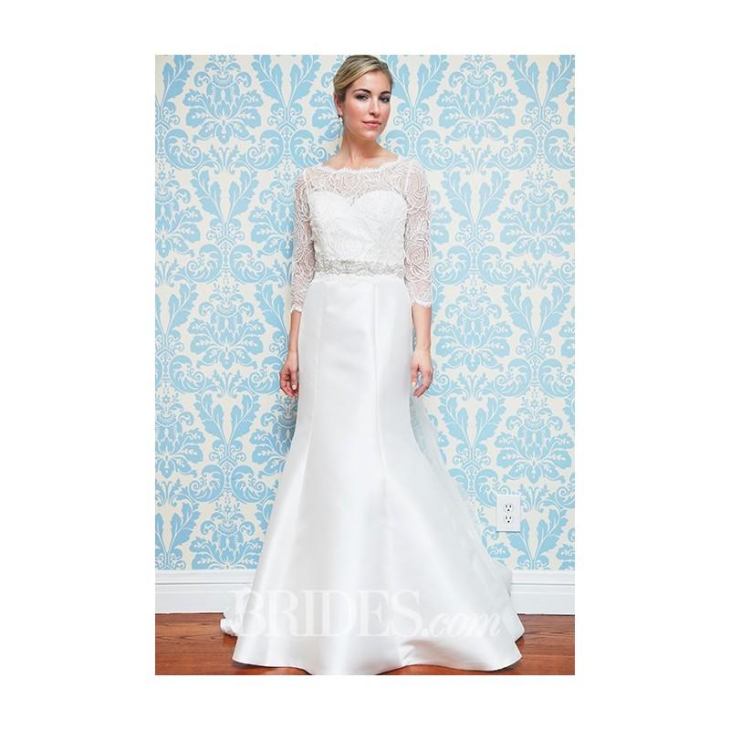 زفاف - Modern Trousseau - Fall 2015 - Spencer Long Sleeve Mermaid Bateau Neckline Illusion Lace Wedding Dress - Stunning Cheap Wedding Dresses