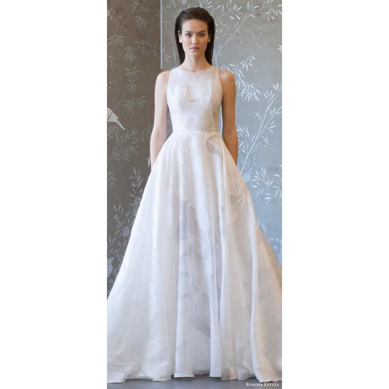 Wedding - Romona Keveza rk8404 Spring/Summer 2018 Lace Elegant Spring Court Train Ivory Garden Jewel Aline Sleeveless Dress For Bride - Rosy Bridesmaid Dresses