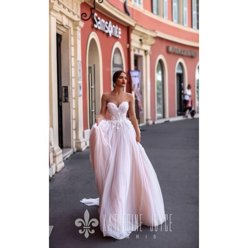 Свадьба - Katherine Joyce 2018 13918 Catalina Tulle Hand-made Flowers Chapel Train Pink Sweet Ball Gown Long Sleeves Illusion Bridal Gown - Bridesmaid Dress Online Shop