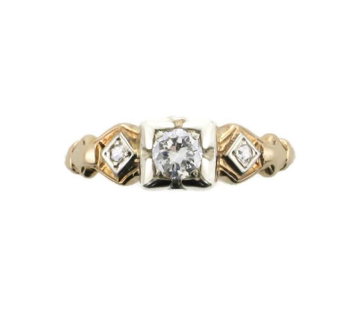 Mariage - Vintage Diamond Engagement Ring; Diamond Engagement Ring; Engagement Ring; Yellow Gold Diamond Engagement Ring; Vintage Engagement Ring