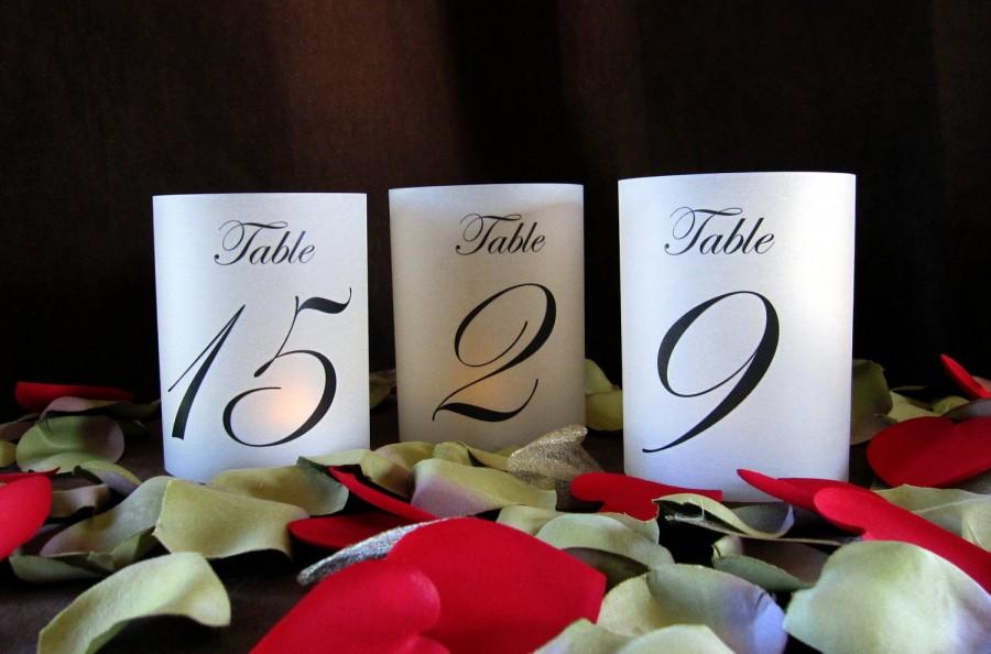 Wedding - Petite Illuminated Table Numbers Wrap Lanterns-just add candles-set of 15