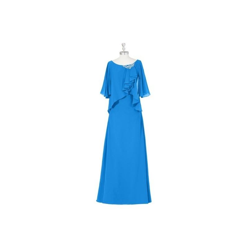 Wedding - Ocean_blue Azazie Lucille MBD - Side Zip Floor Length Chiffon Scoop Dress - Simple Bridesmaid Dresses & Easy Wedding Dresses