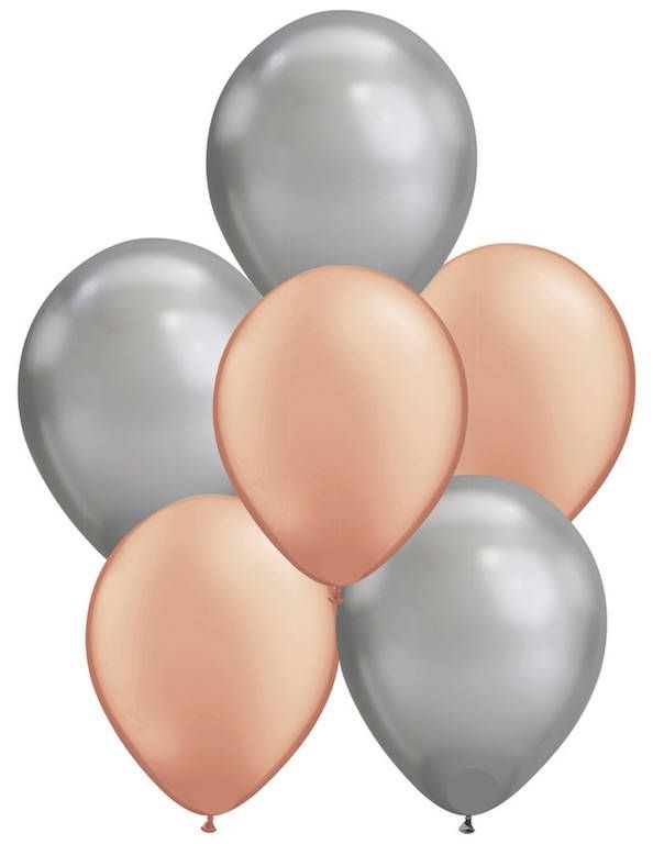 Mariage - Set Of 6 - Rose Gold/Silver Chrome/Latex Balloon Bouquet - Bridal/Bach/Baby Shower/Photo Shoot/ Decor