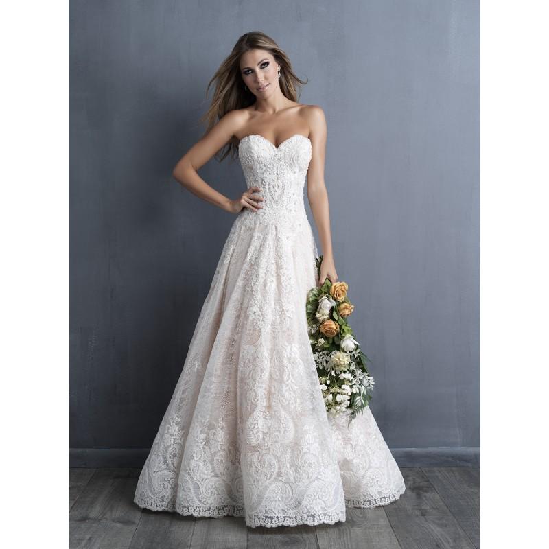 Mariage - Allure Bridals Spring/Summer 2018 c481 Aline Blush Sleeveless Chapel Train Sweetheart Sweet Lace Embroidery Dress For Bride - Fantastic Wedding Dresses