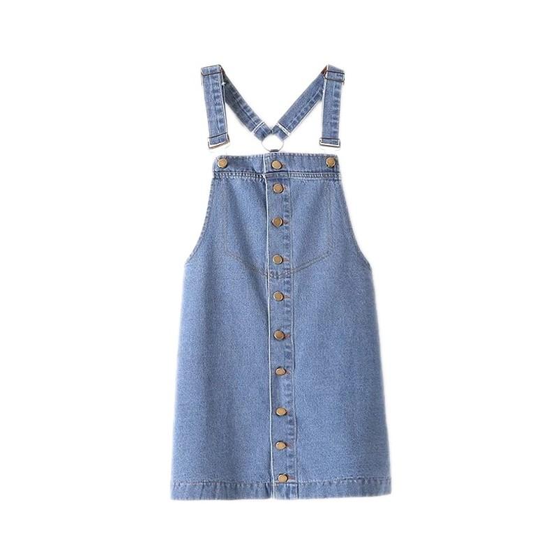 Mariage - Must-have Vogue Slimming Buttons Cowboy Summer Overall Dress Dress - Lafannie Fashion Shop