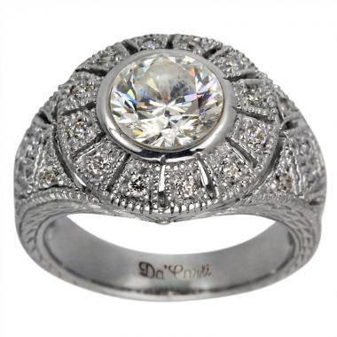 زفاف - Diamond Engagement Ring Art Deco Ring 1.00ct Milgrain And Filigree In 14k Gold
